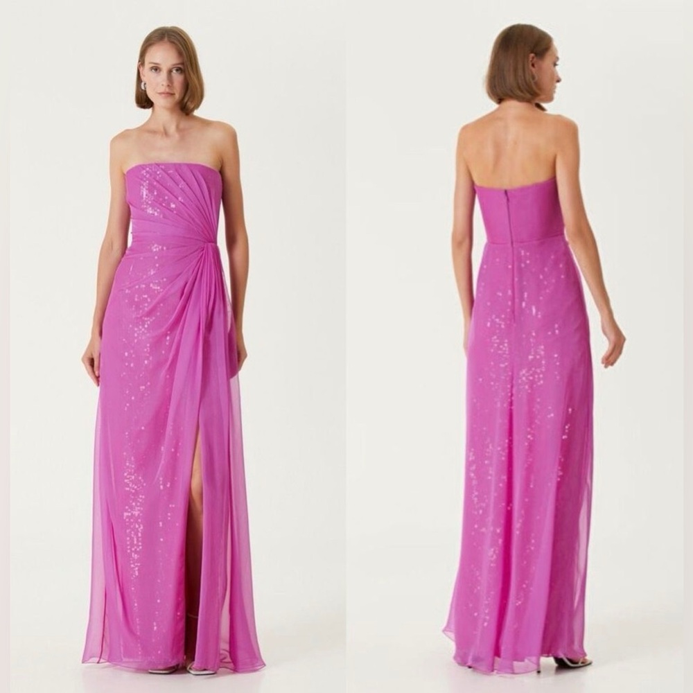 Özgür Masur Fuchsia Embroidered Maxi Evening Dress